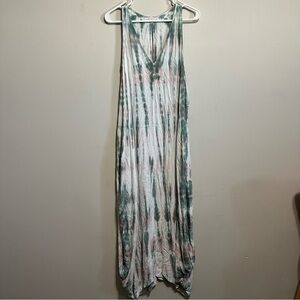 Young Fabulous & Broke Tie-Dye Maxi Dress in Green and Pink
